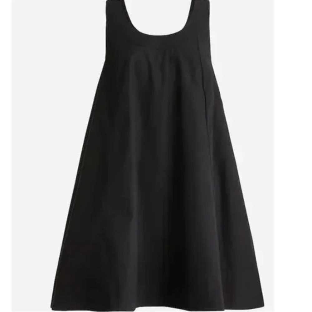 NEW J.Crew Scoopneck Shift Dress in Cotton Poplin Black Sleeveless Dress…